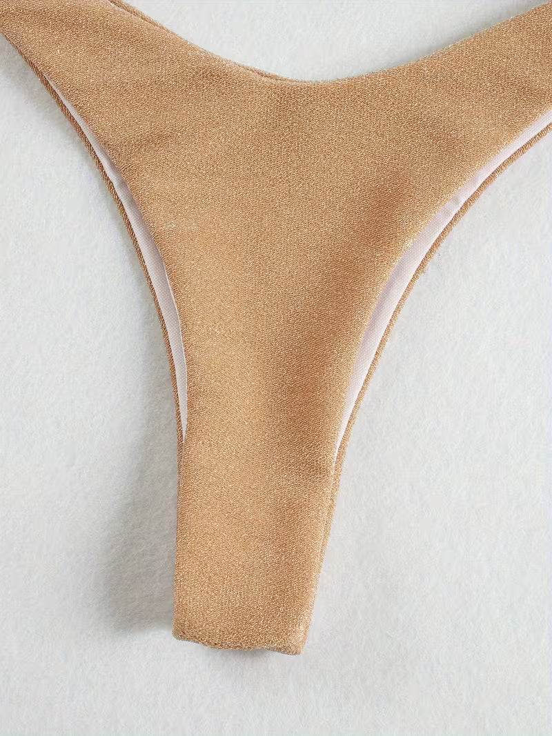 Ensemble 3 Pièces Femme Kaki – Bikini & Jupe Fendue Chic pour Vacances à la Plage