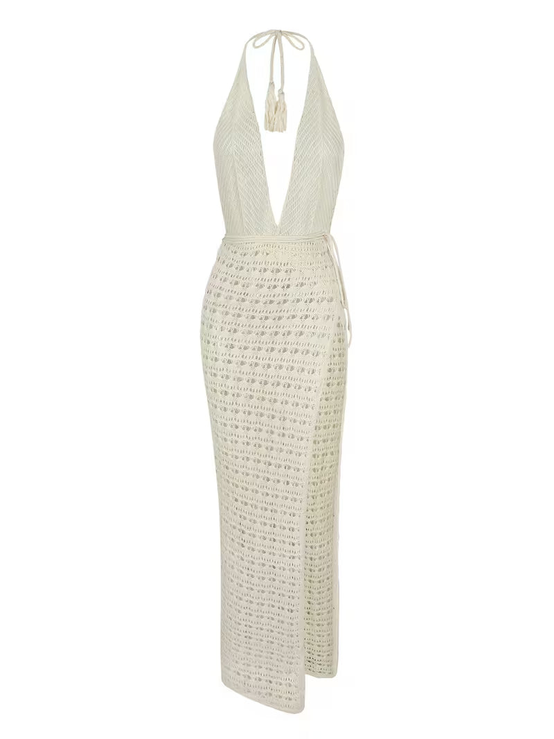 Robe Longue Crochet Dos Nu – Style Plage Chic & Vacances d’Été